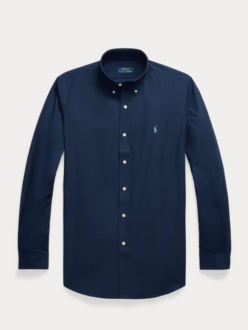Stretch Navy Poplin Custom-Fit Shirt 1