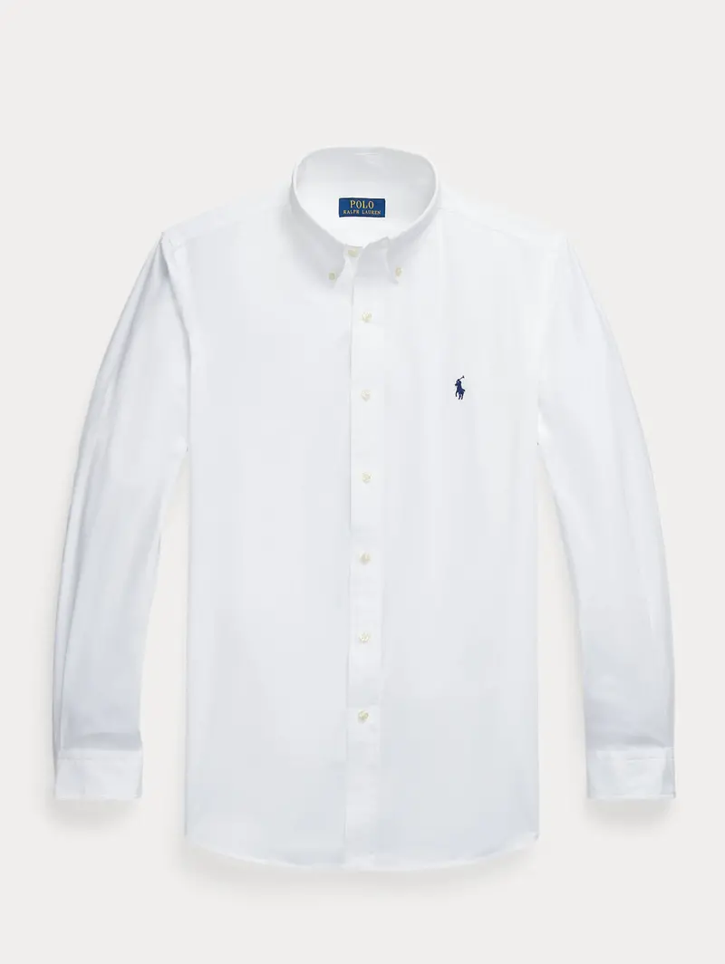 Stretch Poplin Custom-Fit Dress Shirt In White 1