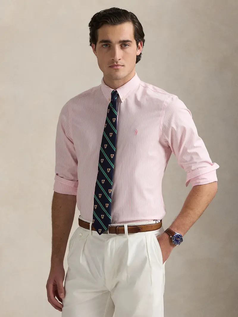 Stretch Poplin Pink-And-White Striped Shirt 1