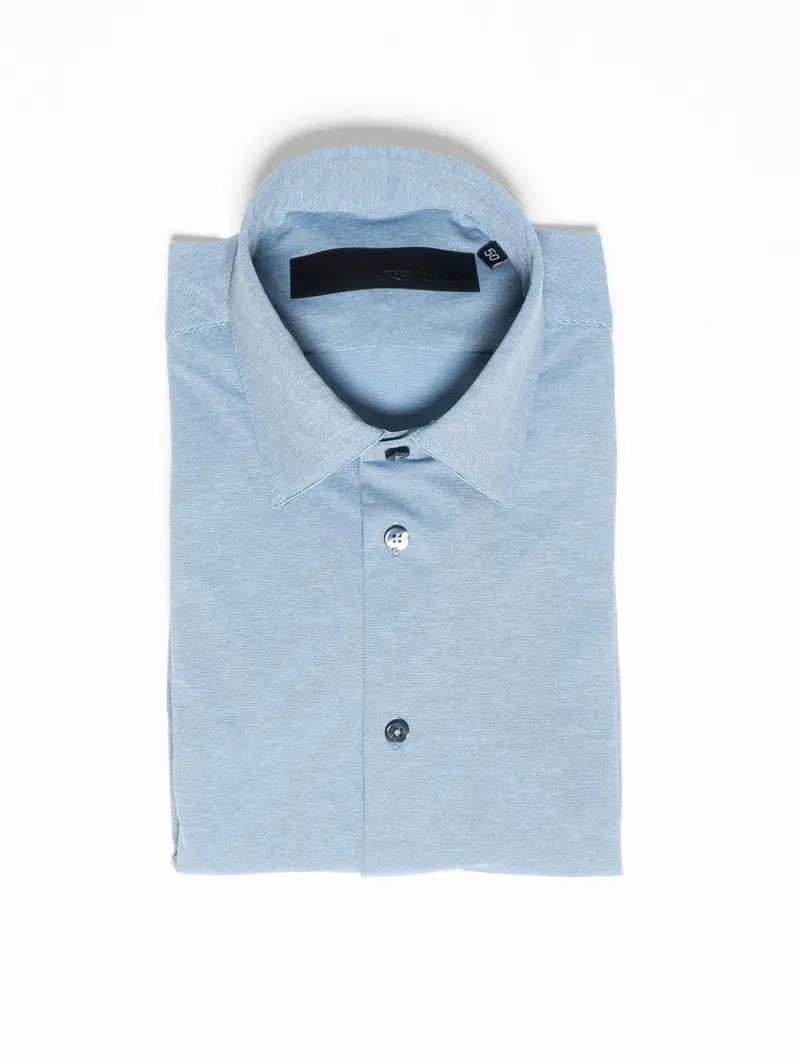 Stretch Shirt With Micro-Stripe Pattern In Navy 1