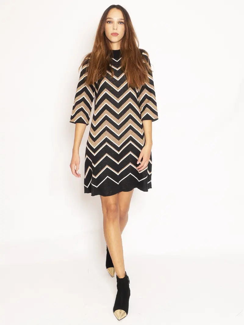 Structured Jacquard Dress In Matte Black 1