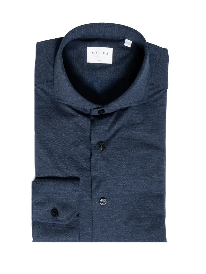 Structured Navy Poplin Shirt 1