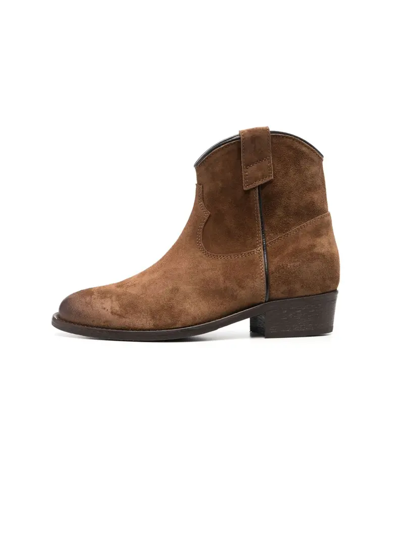 Suede Western Ankle Boots In Martora Brown 1