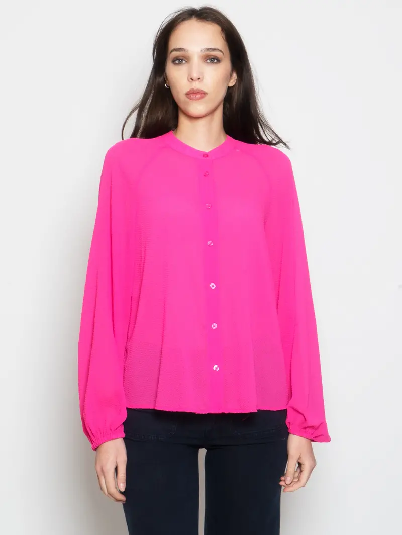Textured Crushed Fabric Shirt In Fuchsia 1