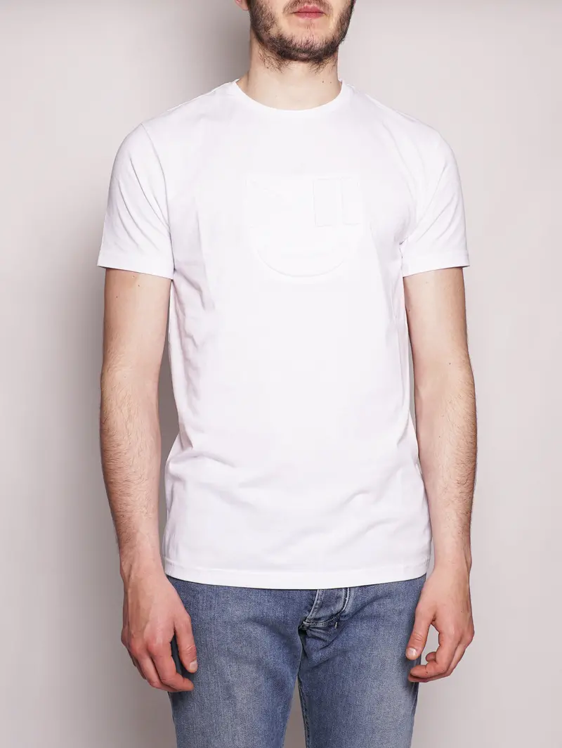 Textured-Print White T-Shirt 1