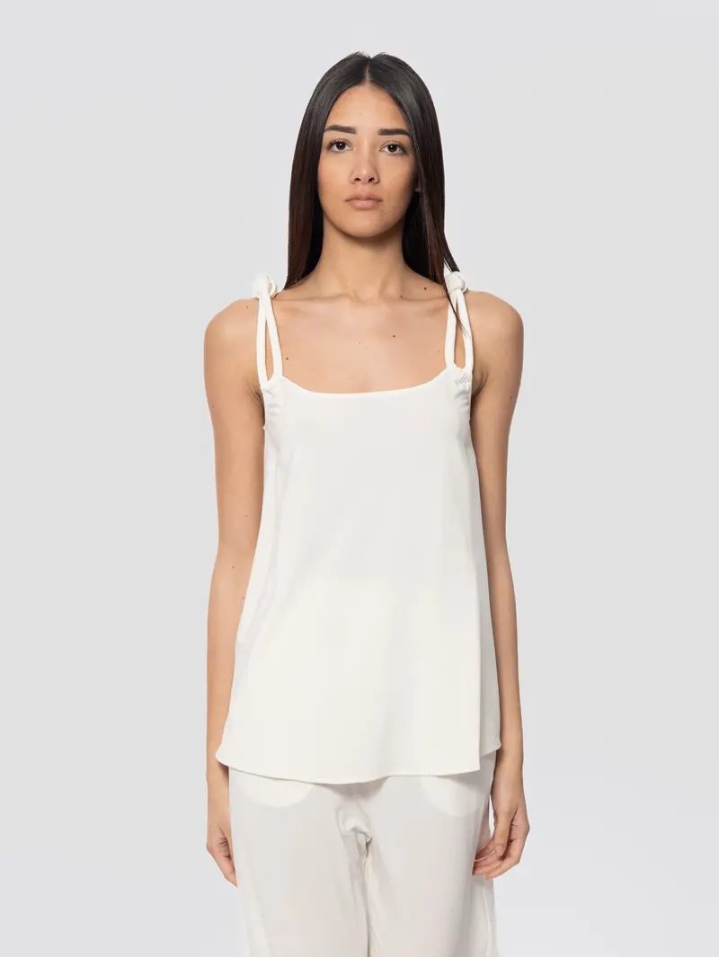 Torched-Strap Top In Faida White 1