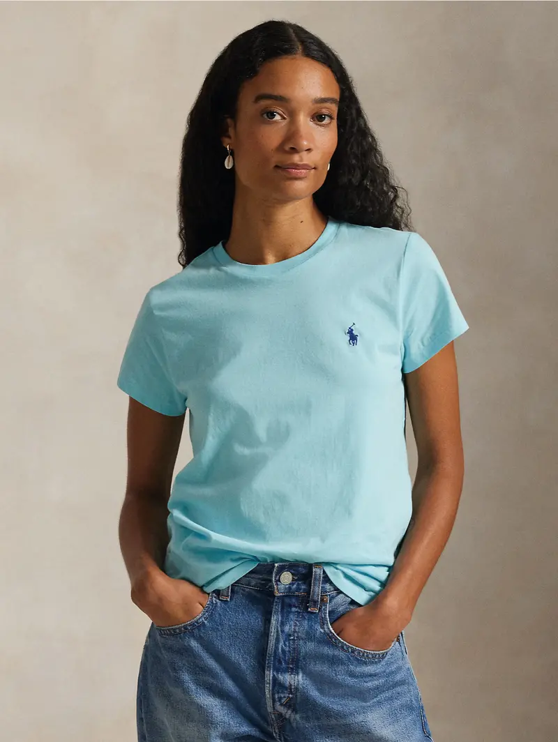 Turquoise Cotton Crew-Neck T-Shirt 1