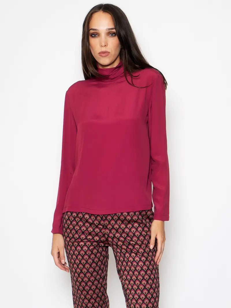 Turtleneck Blouse In Purple 1