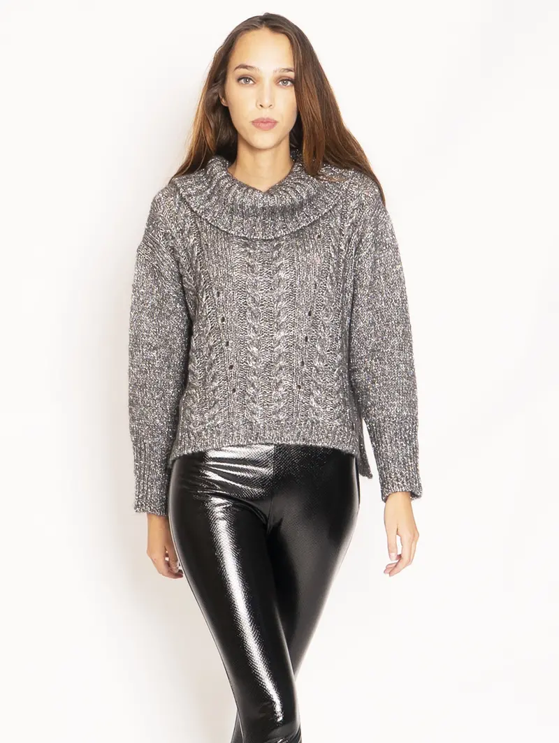 Turtleneck Wool Blend Sweater In Slate Gray 1