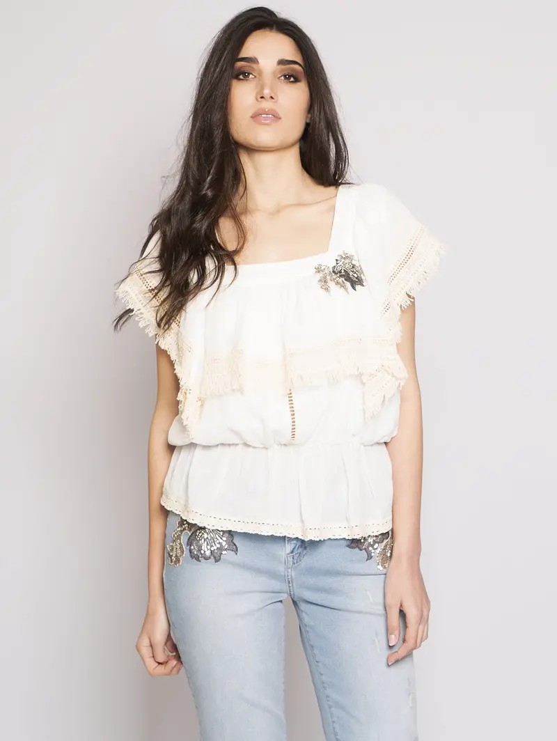 Vanilla Square-Neck Blouse 1