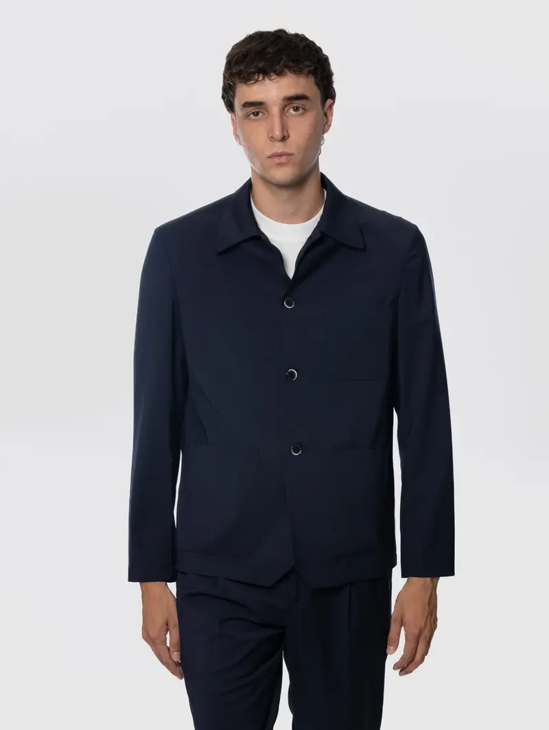 Vesali Overshirt In Navy Fresh Wool 1