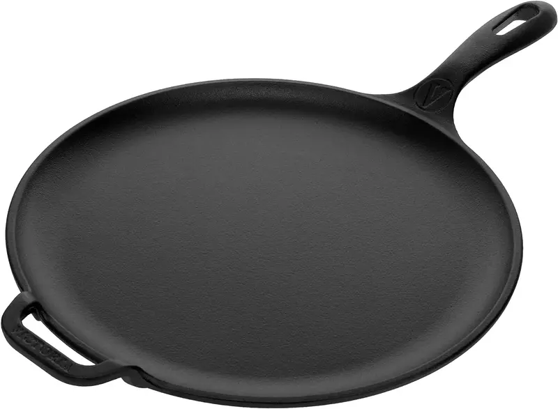 Victoria 12-Inch Seasoned Black Cast Iron Comal Skillet With Dual Handles 1