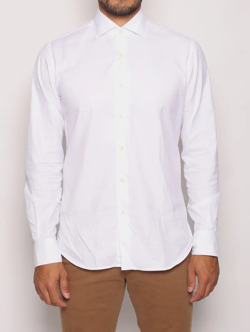 Washed Twill White Cotton Shirt 1