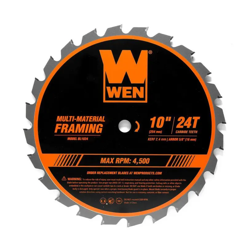 Wen 10-Inch 24-Tooth Carbide Framing Saw Blade For Multi-Material Use 1