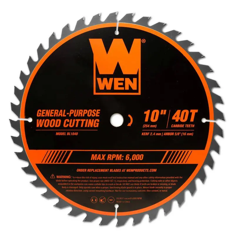 Wen 10-Inch 40-Tooth Carbide-Tipped Woodworking Saw Blade 1