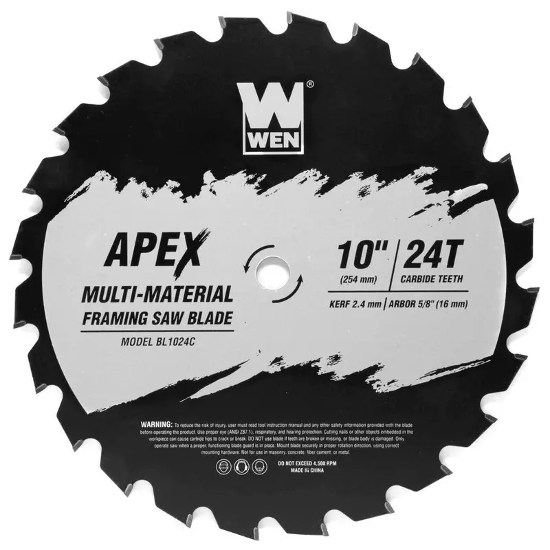 Wen Apex 10-Inch 24-Tooth Multi-Material Framing Saw Blade With Cool-Cut Coating 1