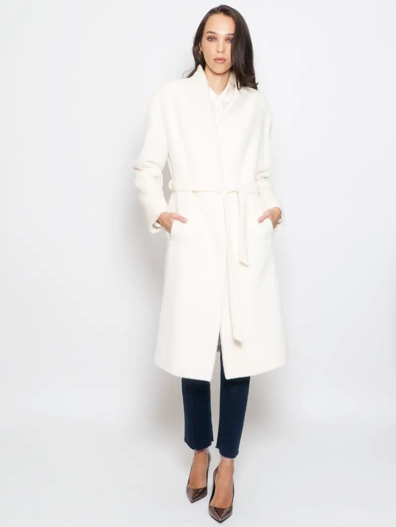 White Alpaca Blend Oversized Coat 1