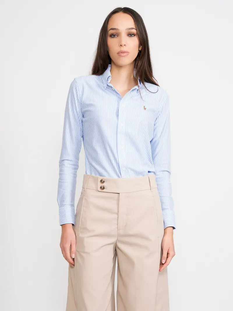 White-And-Blue Knit Oxford Shirt 1