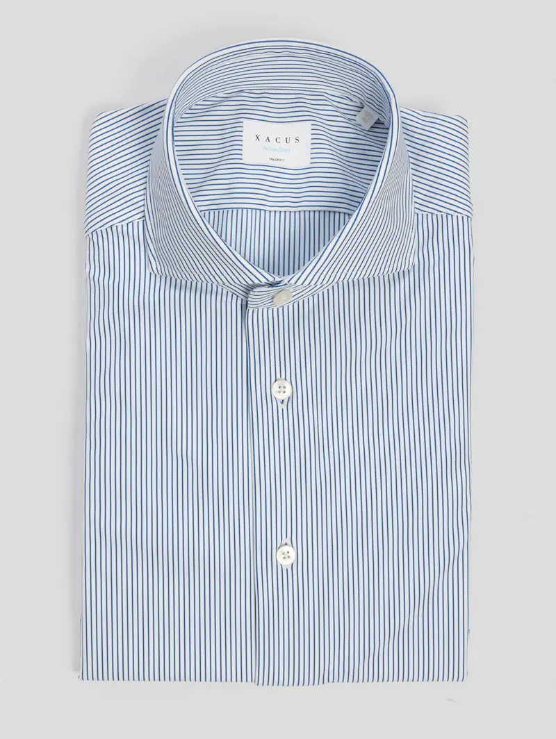 White-And-Blue Striped Active Jersey Shirt 1