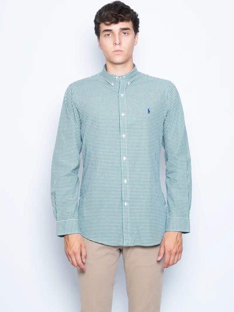 White And Green Check Shirt 1