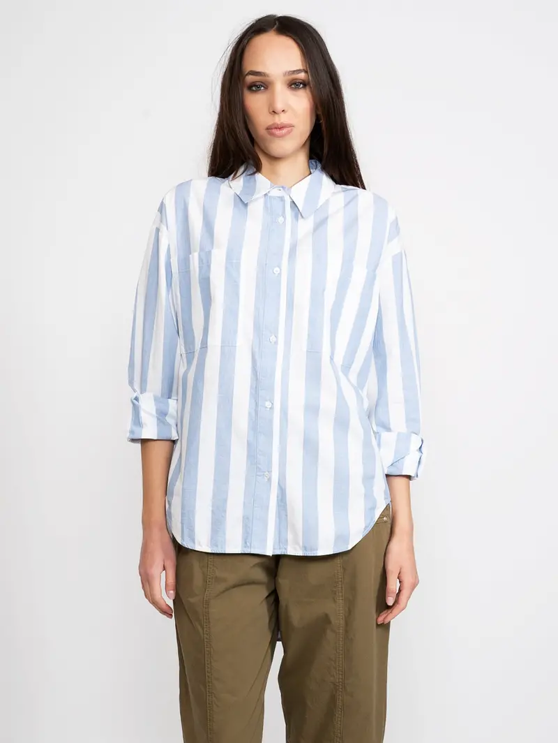 White And Navy Striped Shirt 1