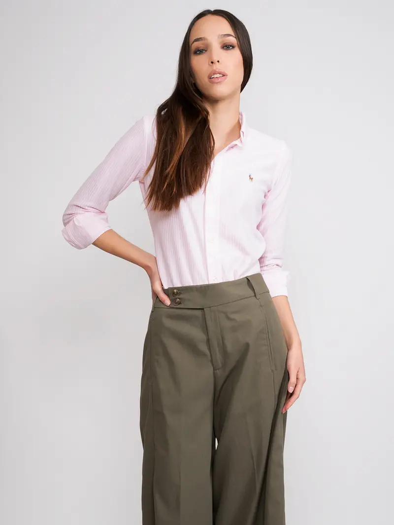 White And Pink Knit Oxford Shirt 1