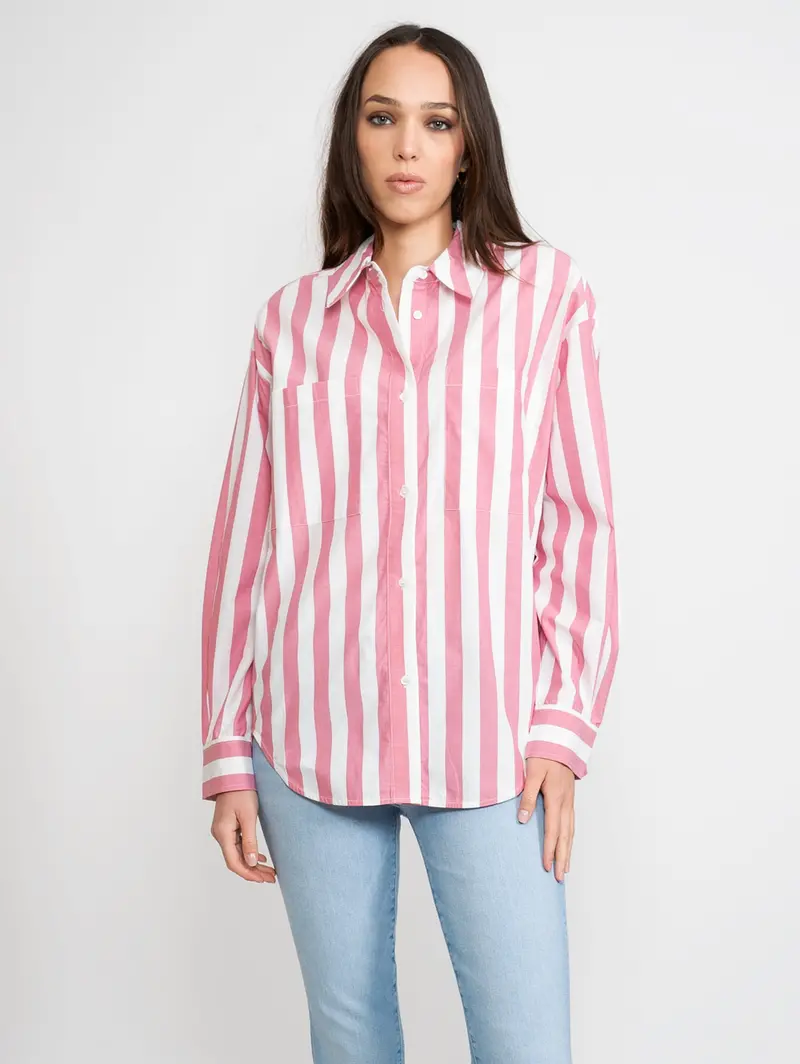 White And Pink Striped Shirt 1