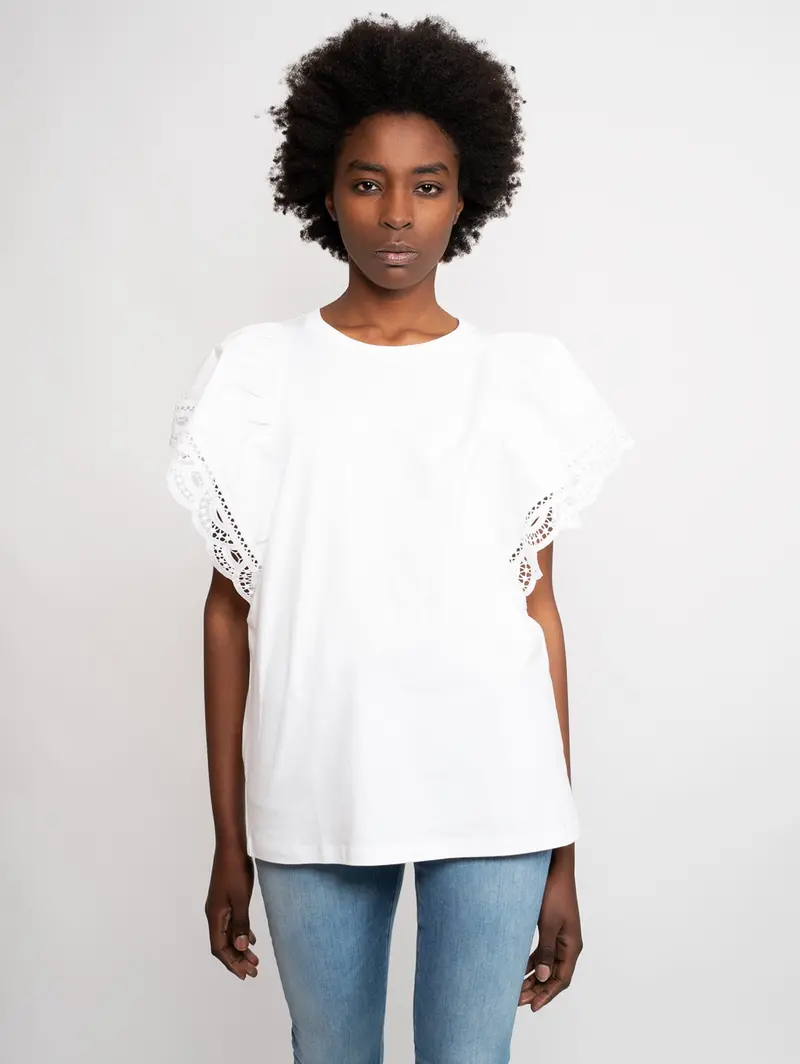 White Balloon-Sleeve T-Shirt 1