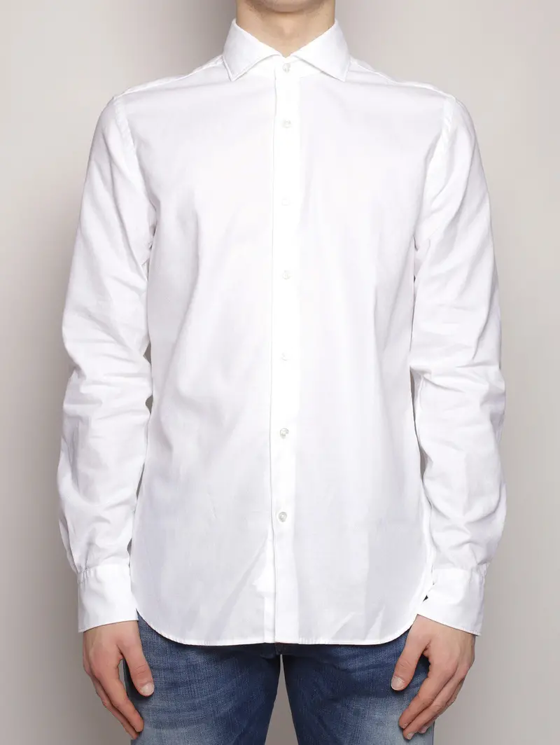 White Brushed Cotton Dress Shirt 1