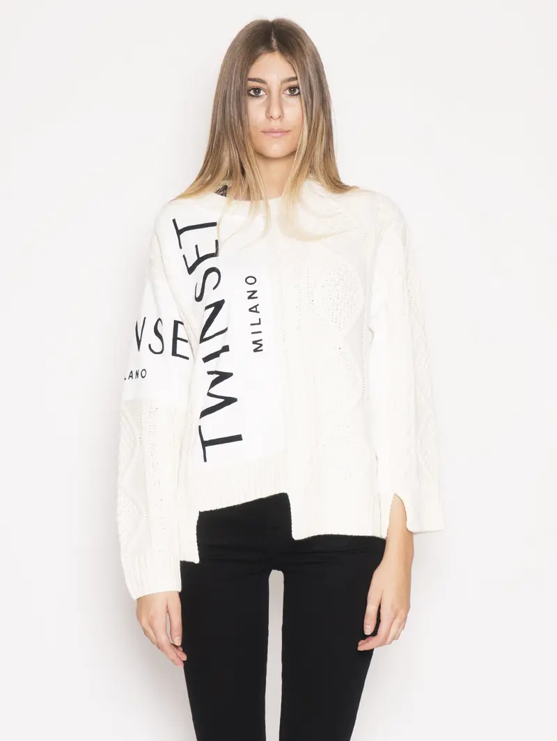 White Cable-Knit Sweater 1