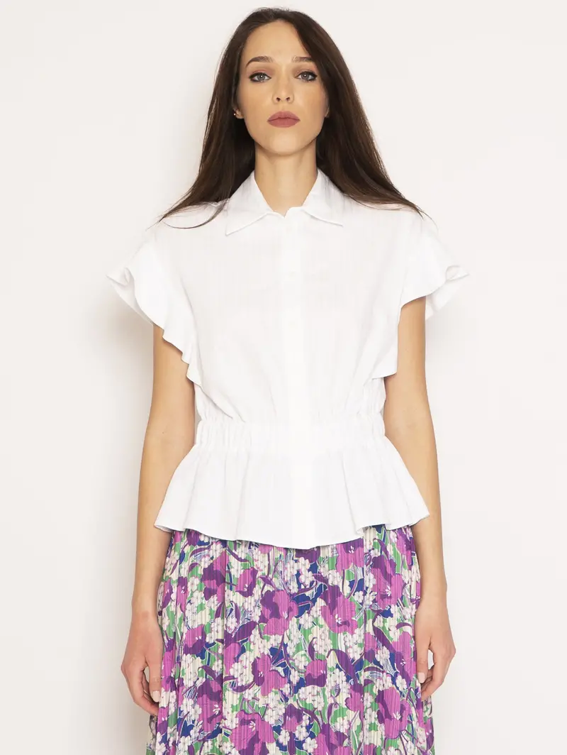 White Diabolik Ruffle-Trimmed Shirt 1