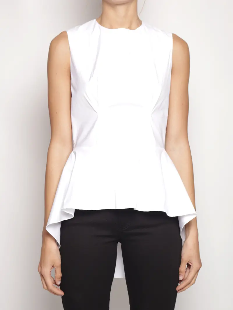 White Flared-Hem Top 1