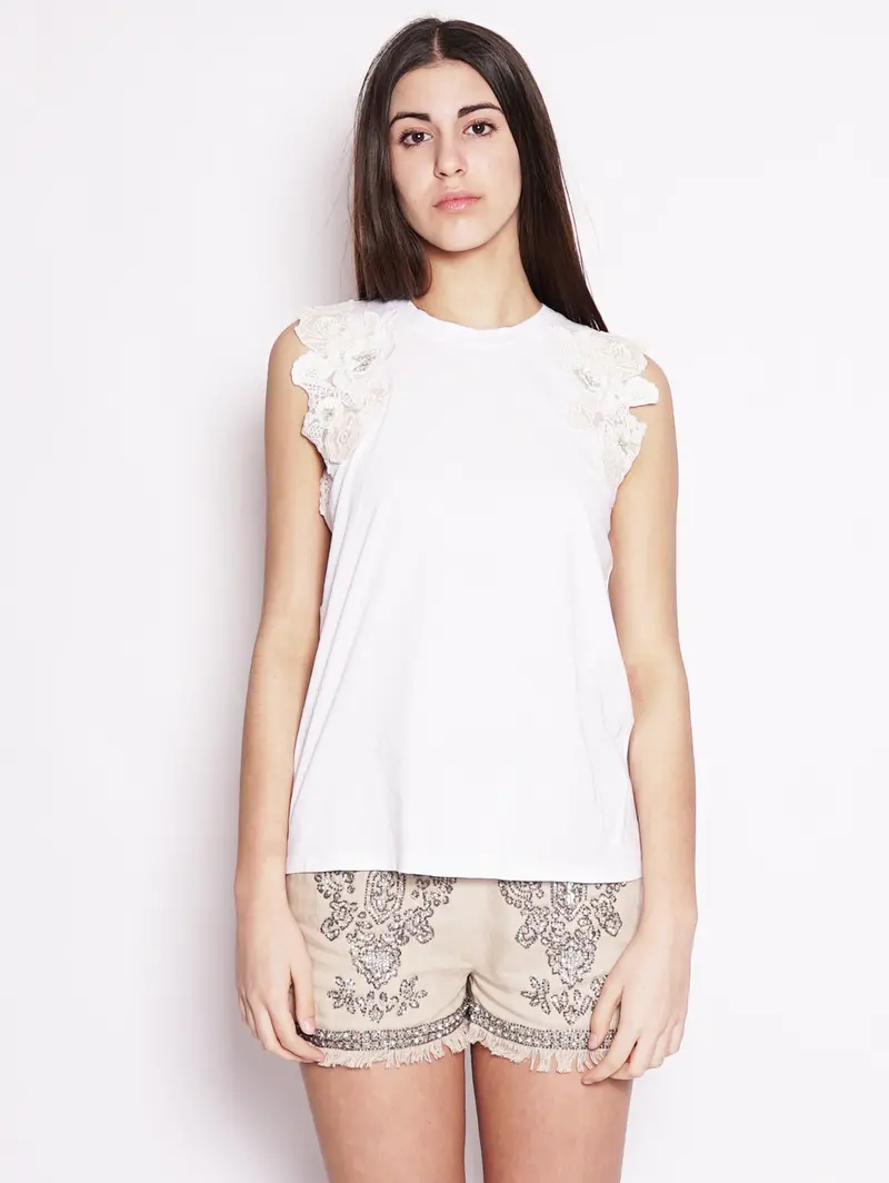 White Floral-Patch Camisole 1