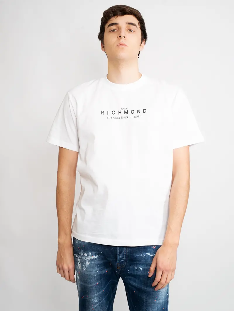 White Graphic Front-Print T-Shirt 1