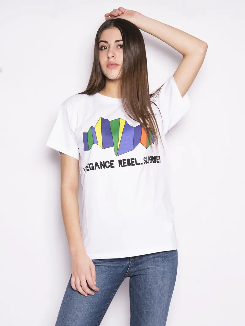 White Graphic Print Knit Top 1