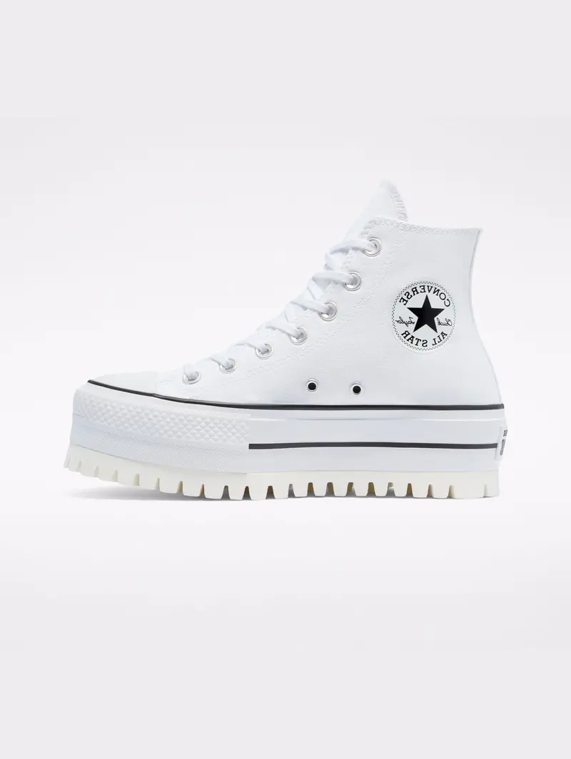 White Grooved-Sole Sneakers 1