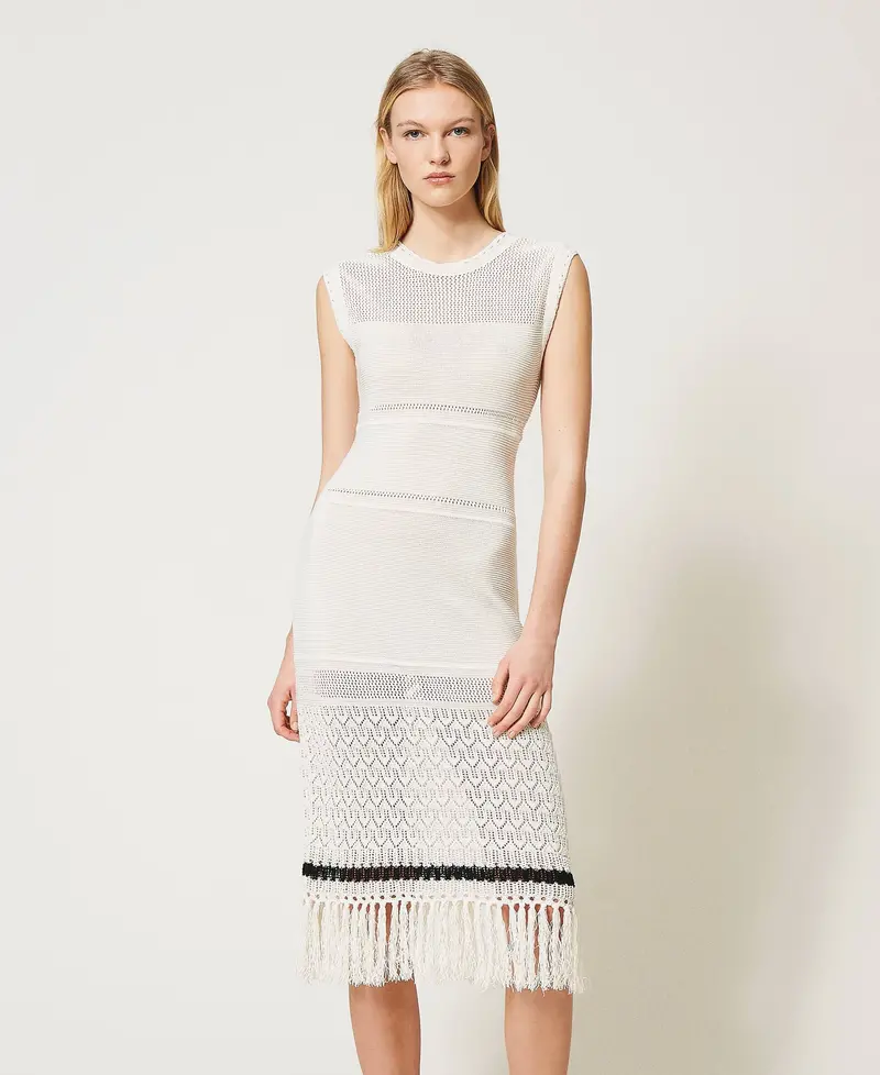 White Knit Long Dress 1