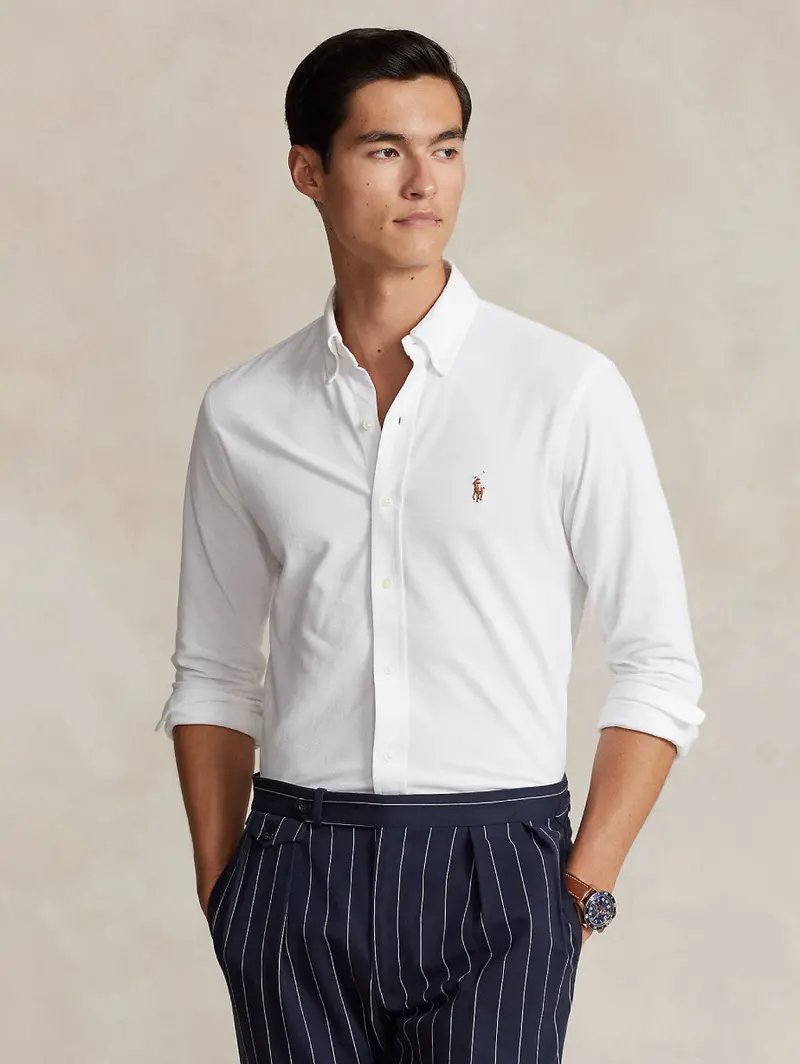 White Knit Oxford Shirt 1