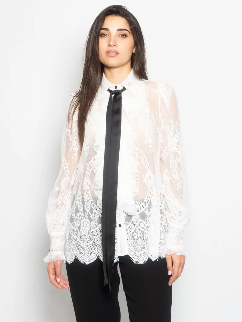 White Lace Blouse With Ruffles 1