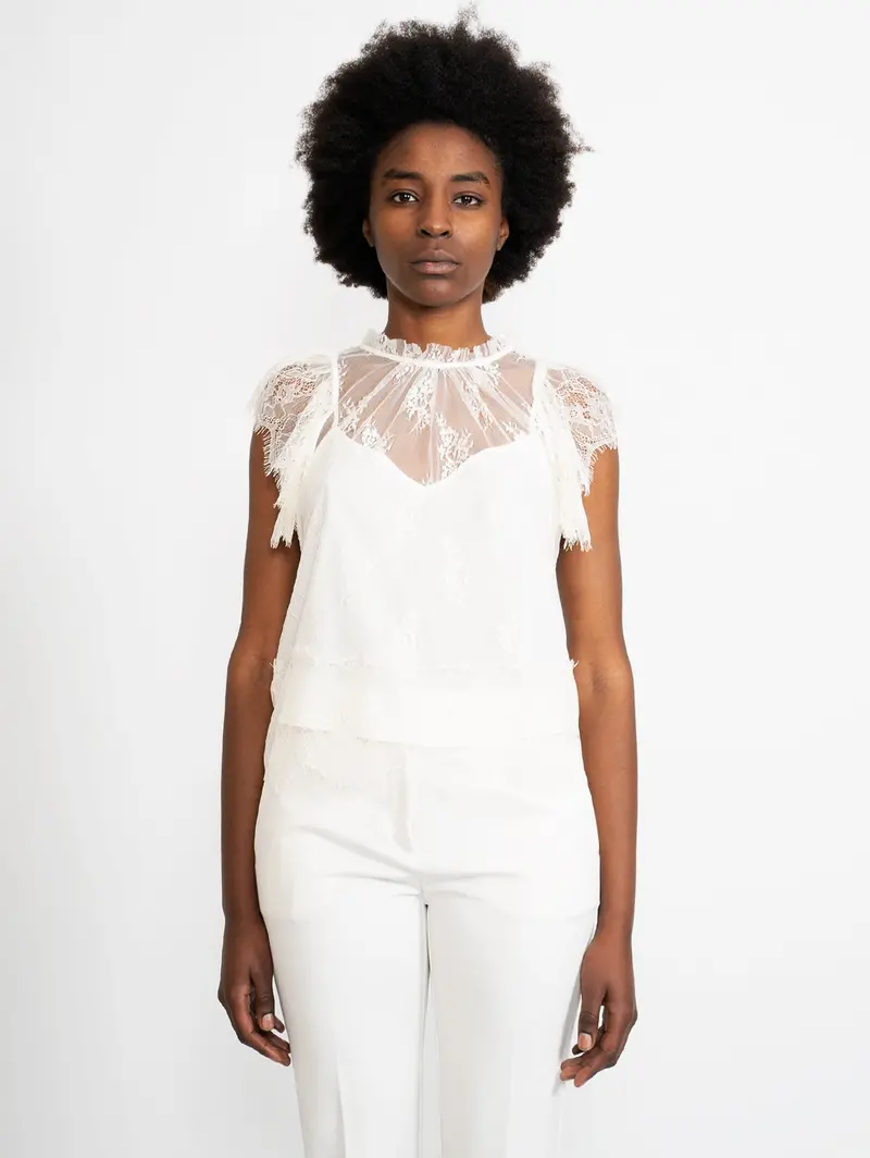 White Lace Crop Top 1