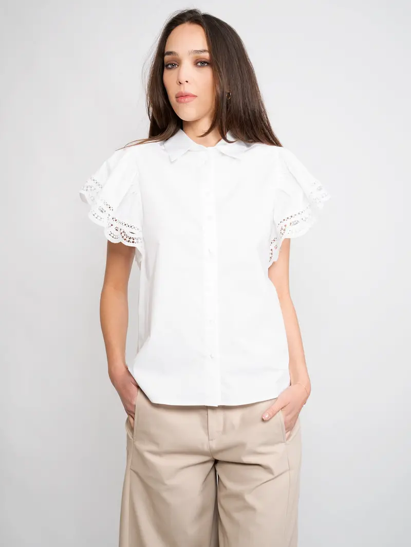 White Lace-Embellished Blouse 1