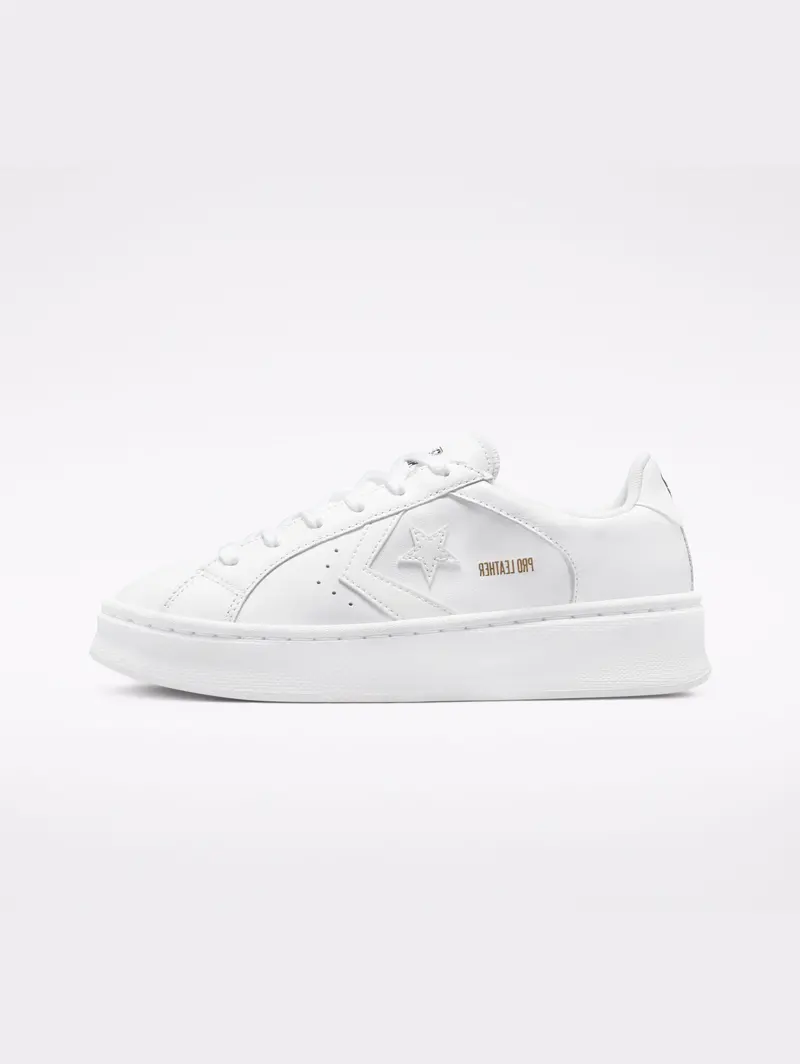 White Leather Low-Platform Sneakers 1
