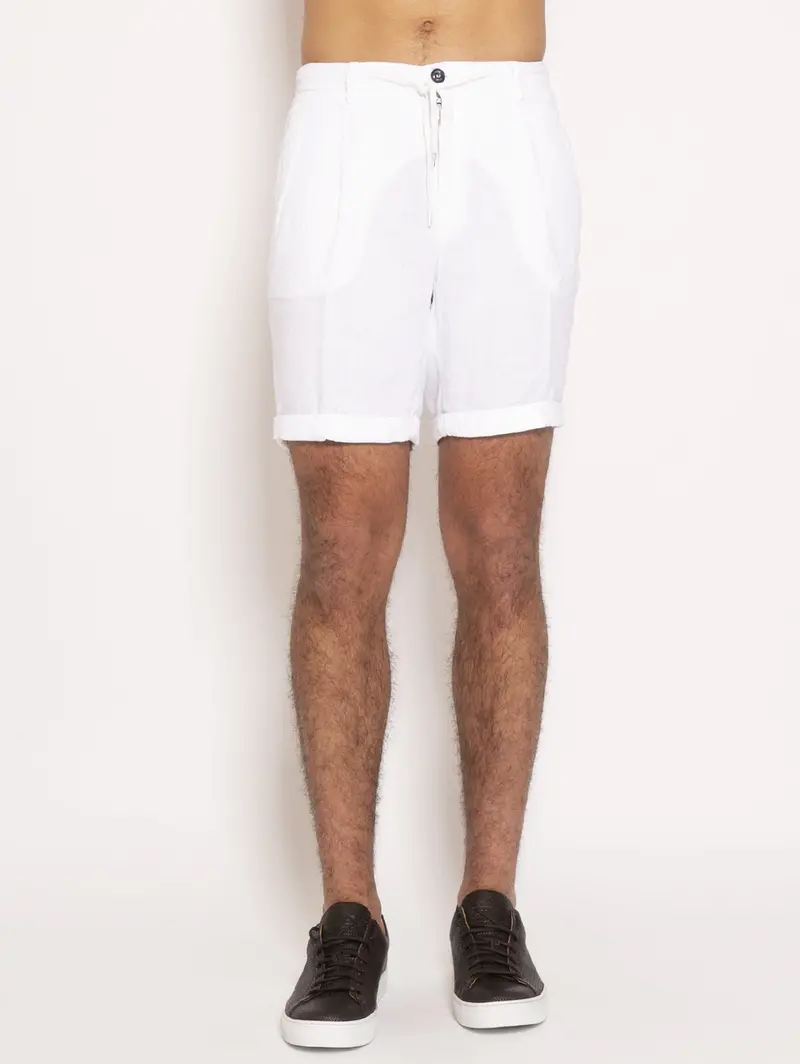White Linen Bermuda Shorts 1