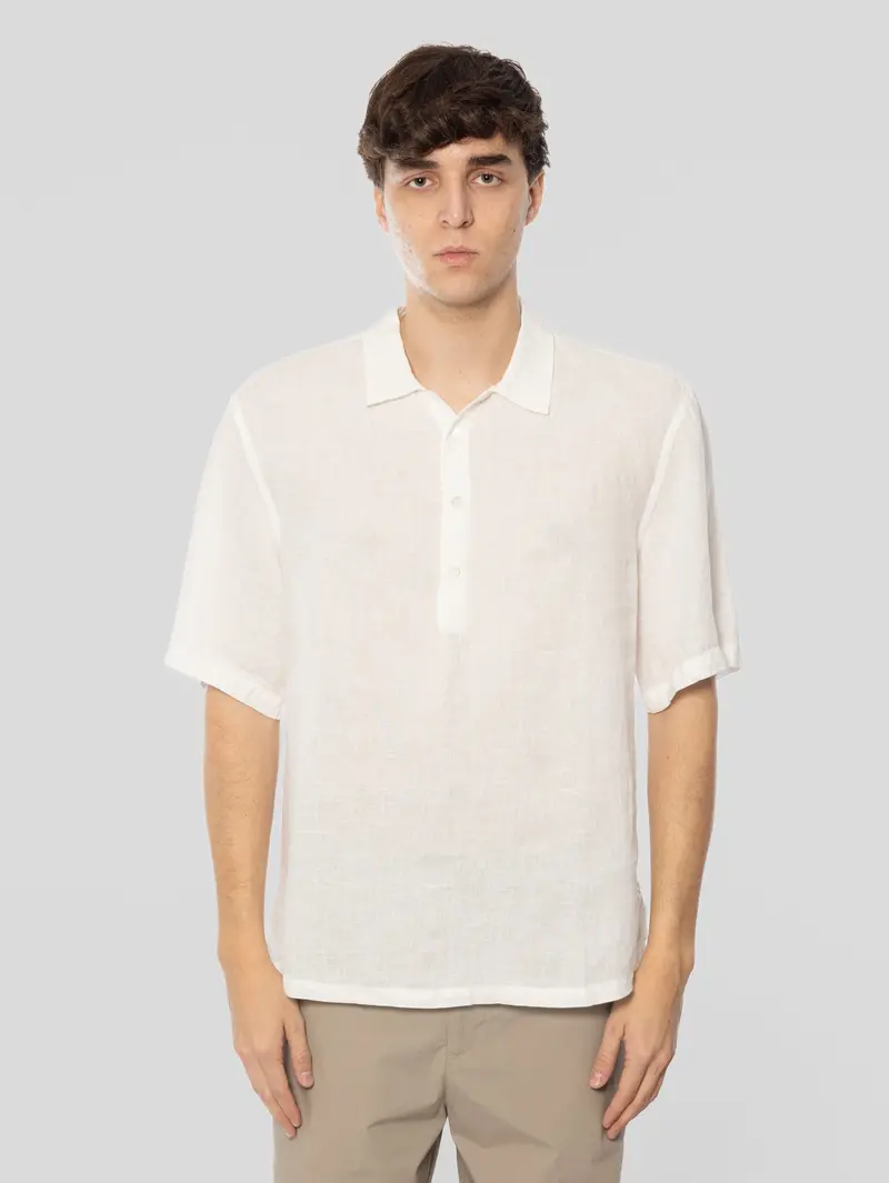 White Linen Short-Sleeve Shirt – Mola Cut 1