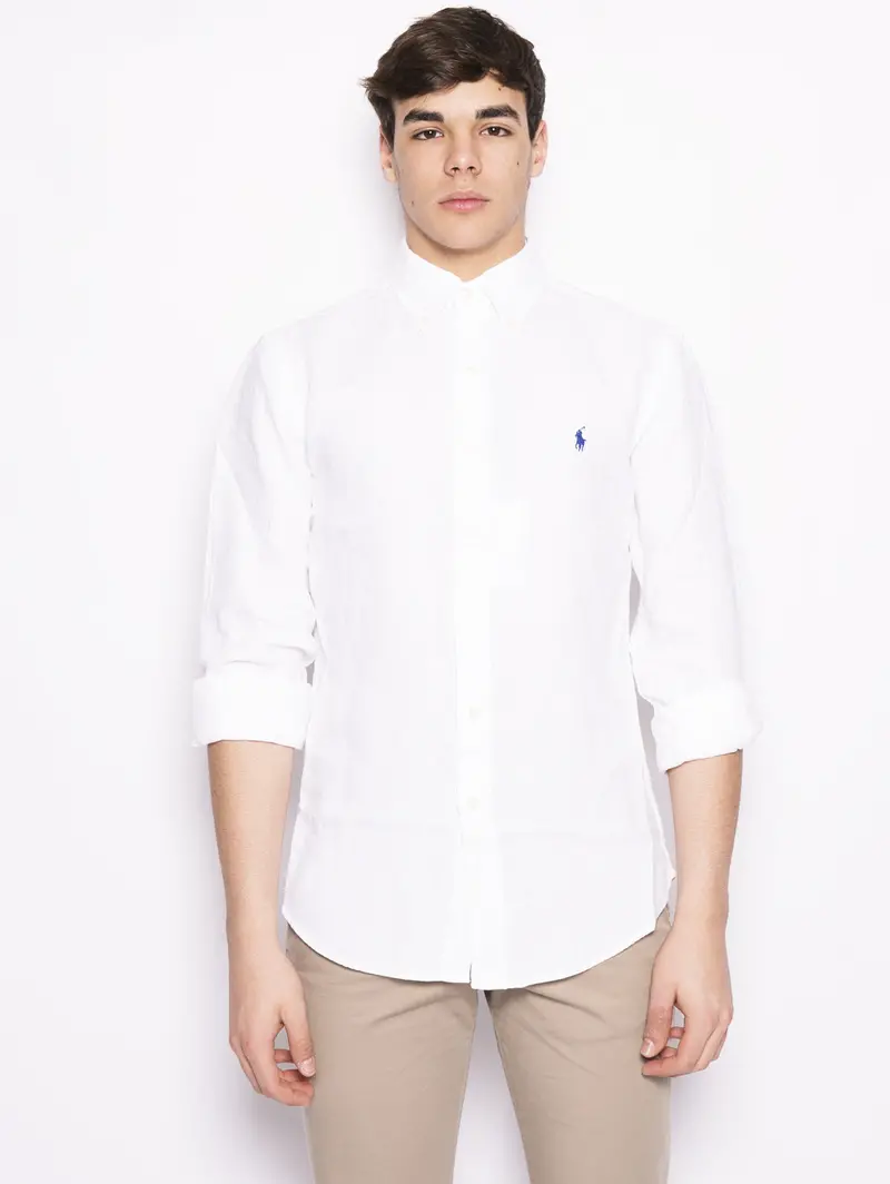 White Linen Slim-Fit Shirt 1
