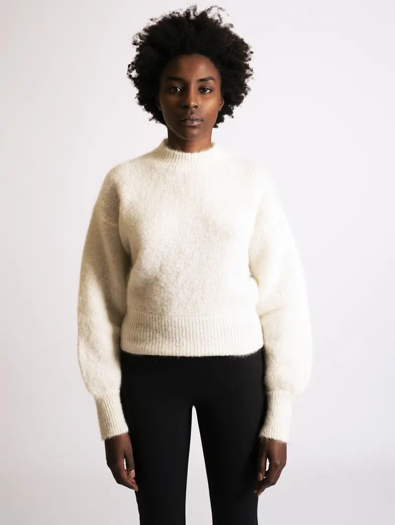 White Mohair Knit Sweater 1