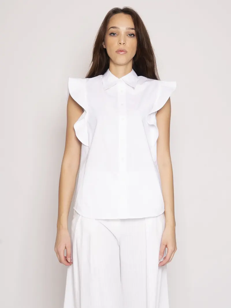 White Nakoma Ruffle-Trimmed Blouse 1
