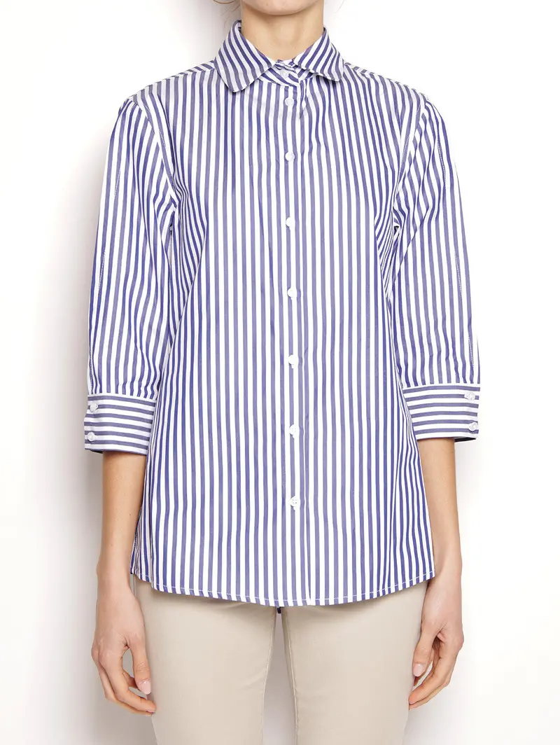 White & Navy Cotton Stripe Shirt – Fte17Ca077 1