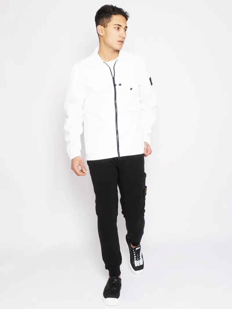 White Overshirt Featuring Logo Patch Detail 1