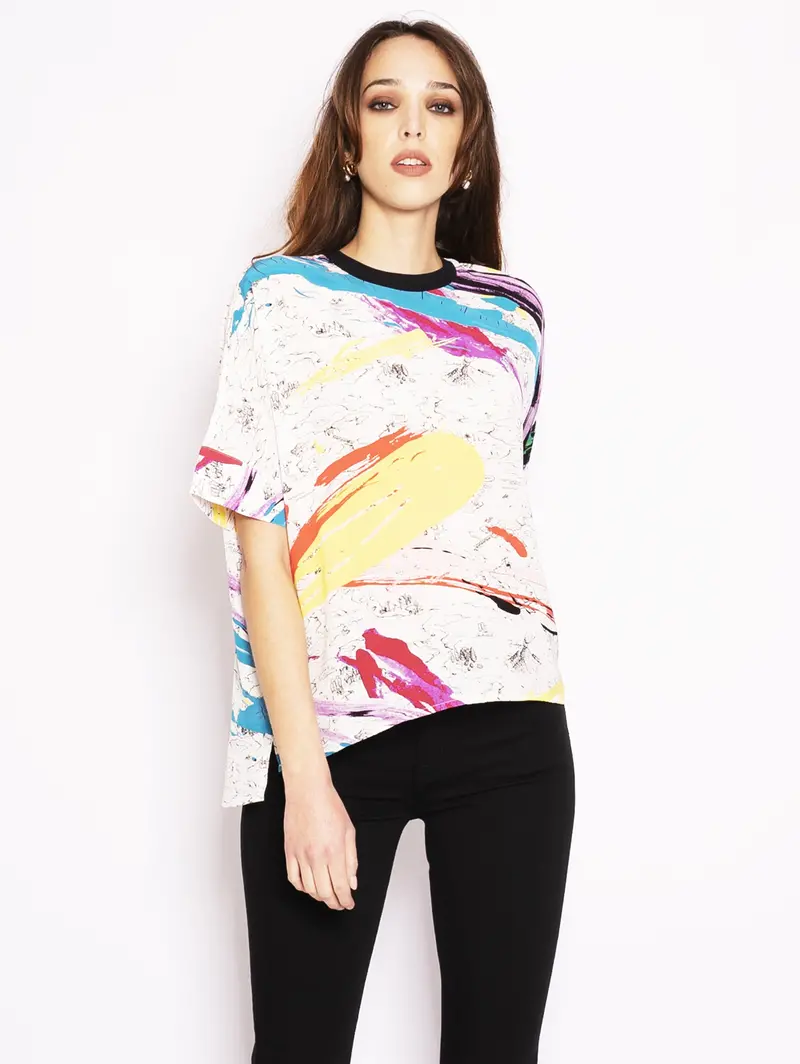 White Patterned Square-Neck Top 1